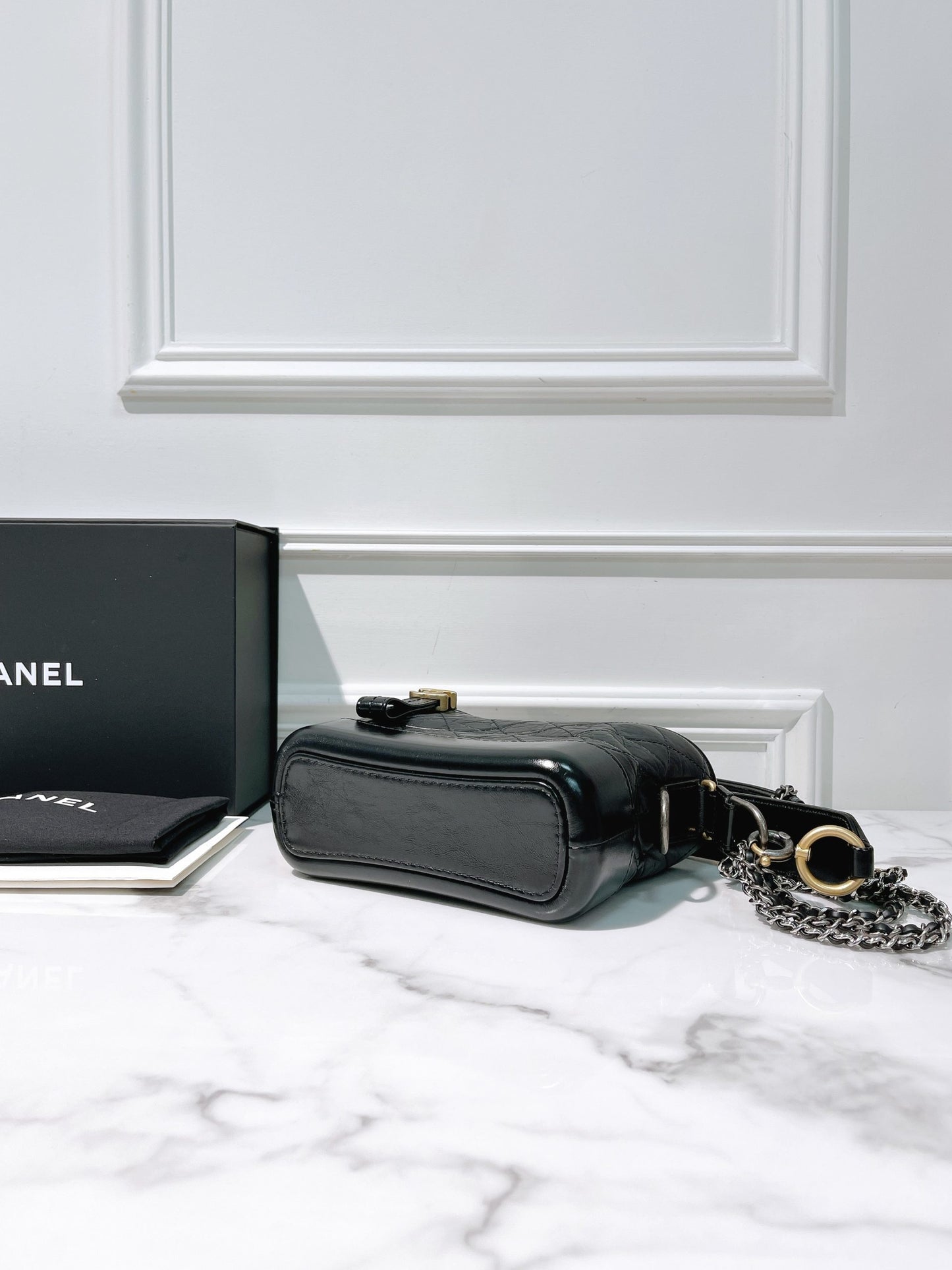 CHANEL SMALL GABRIELLE HOBO, Black/Gold