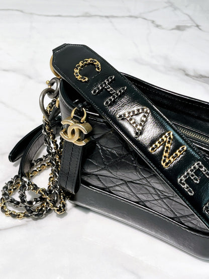 CHANEL SMALL GABRIELLE HOBO, Black/Gold