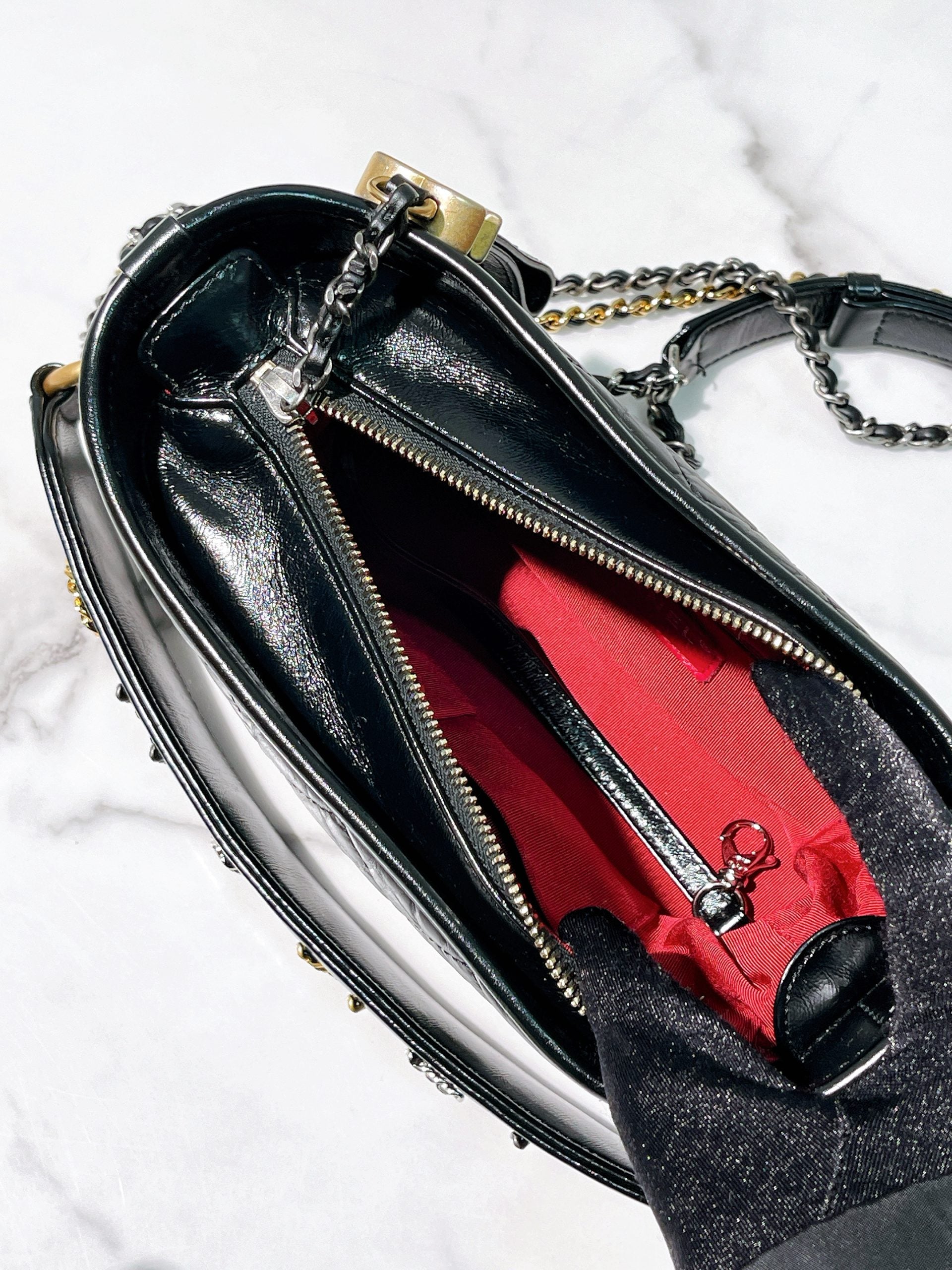 CHANEL SMALL GABRIELLE HOBO, Black/Gold