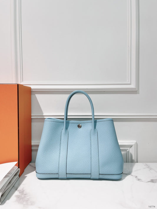 HERMES GARDEN PARTY 30, Bleu Atoll/Silver