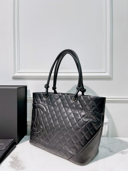 CHANEL CAMBON TOTE, Black/Silver