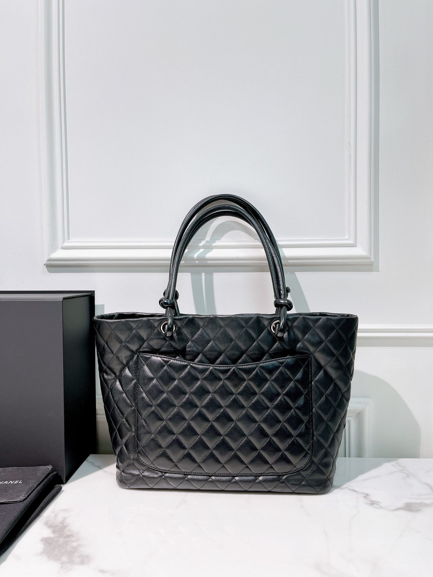 CHANEL CAMBON TOTE, Black/Silver
