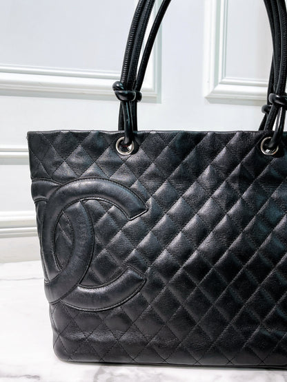 CHANEL CAMBON TOTE, Black/Silver