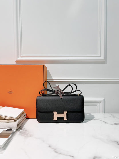 HERMES CONSTANCE ELAN, Noir/Rose Gold