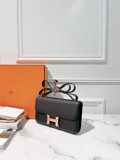 HERMES CONSTANCE ELAN, Noir/Rose Gold