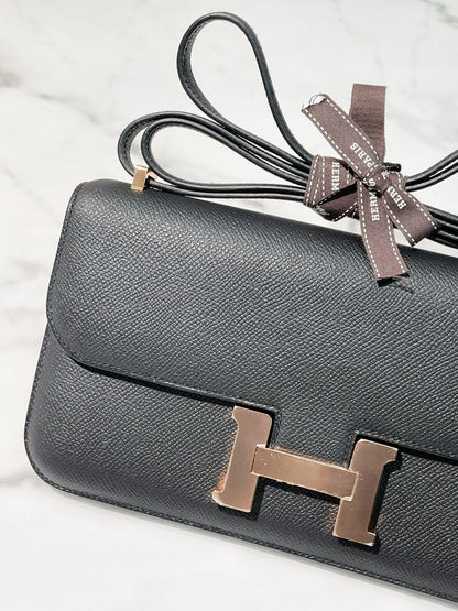 HERMES CONSTANCE ELAN, Noir/Rose Gold