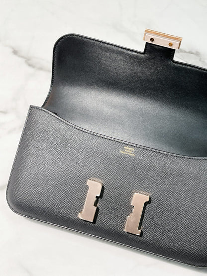 HERMES CONSTANCE ELAN, Noir/Rose Gold