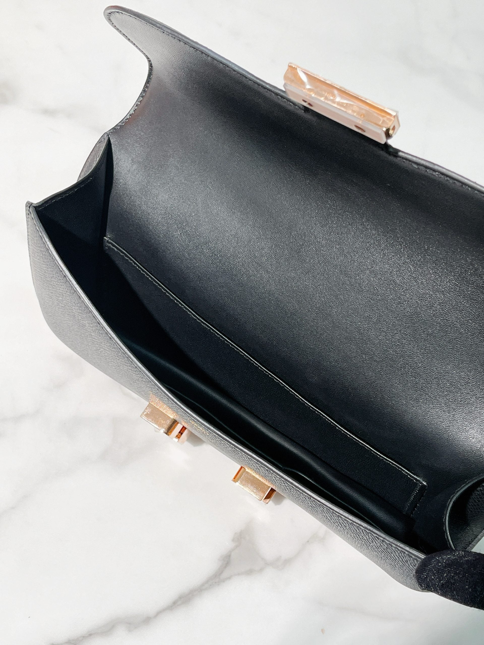 HERMES CONSTANCE ELAN, Noir/Rose Gold