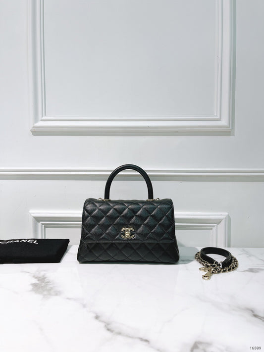 CHANEL COCO HANDLE SMALL, Black/Gold