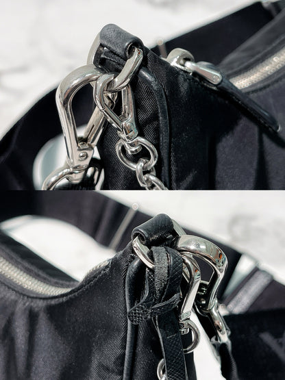 PRADA RE-EDITION 2005 HOBO, Black/Silver