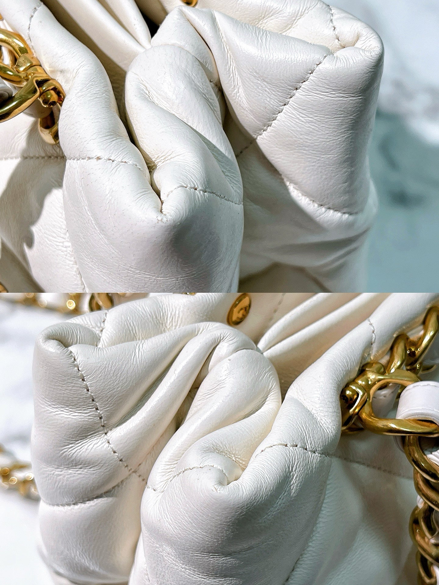 CHANEL 22B SHOPPING TOTE, White/Gold