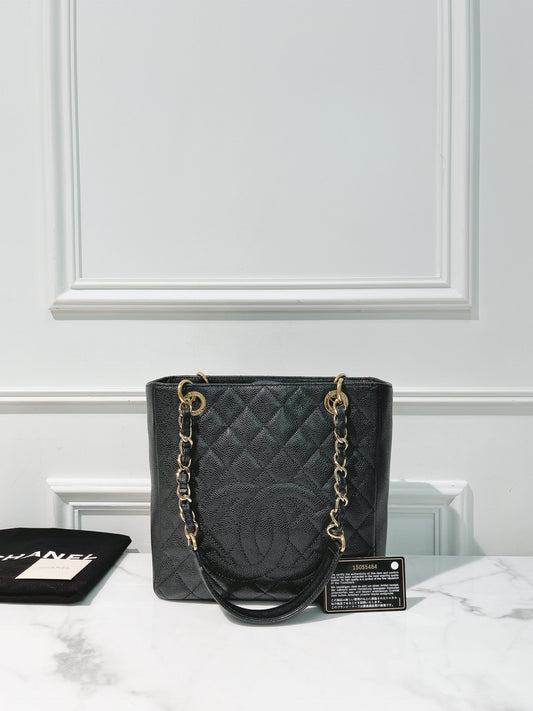 CHANEL PST SHOPPING TOTE, Black/Gold