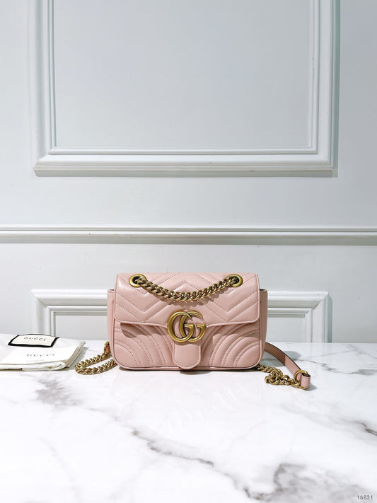 GUCCI SMALL MARMONT, Pink/Gold