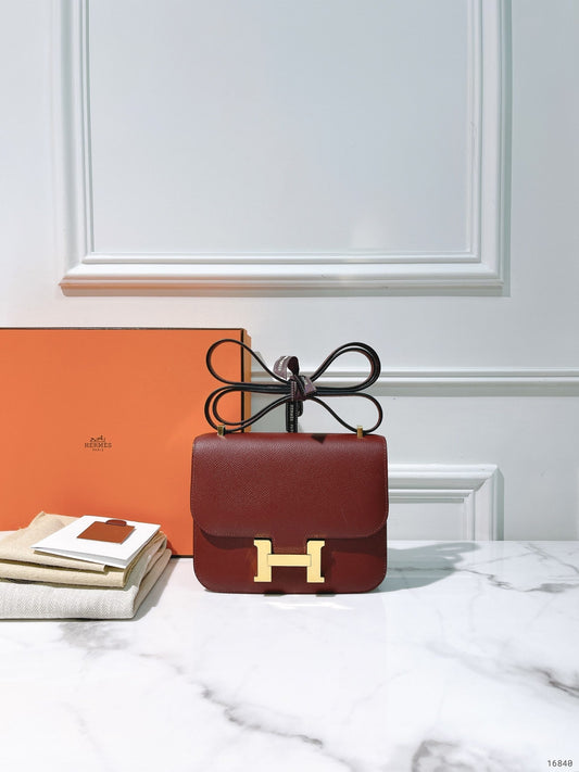 HERMES CONSTANCE MINI, Rouge H/Gold