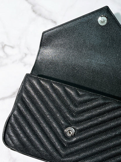 YSL COLLEGE MESSENGER BAG, Black/Silver