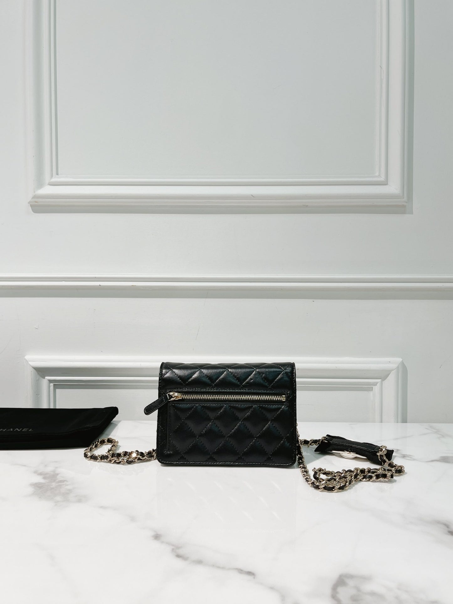 CHANEL MINI WOC, Black/Gold