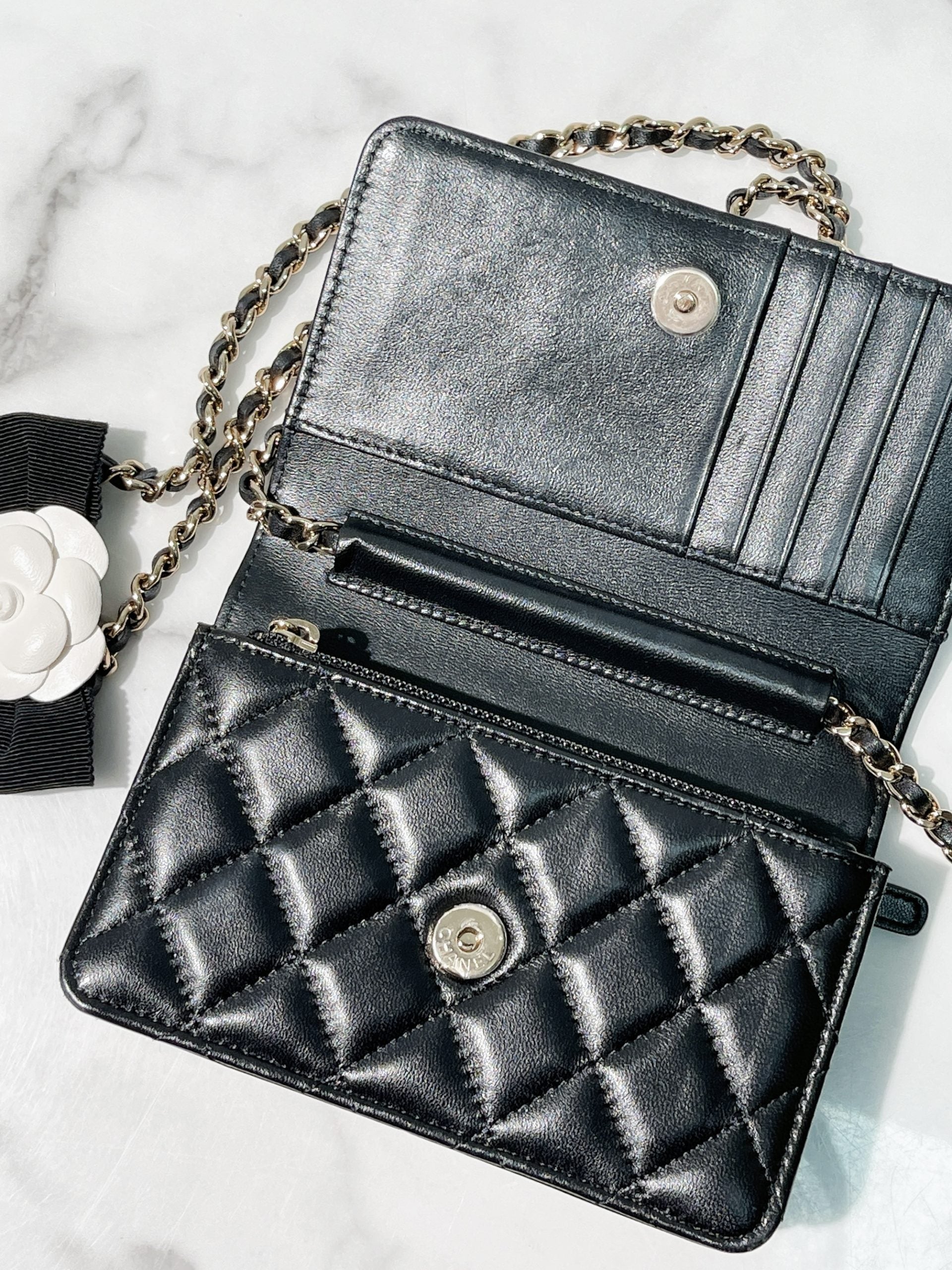 CHANEL MINI WOC, Black/Gold