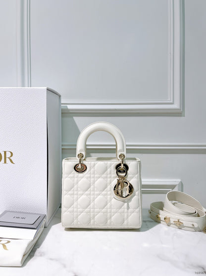 DIOR SMALL LADY DIOR, White/Gold