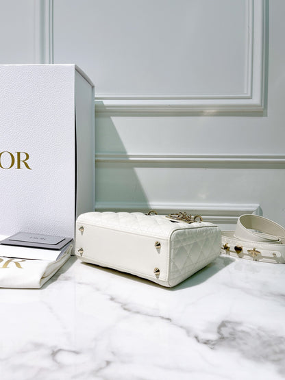 DIOR SMALL LADY DIOR, White/Gold