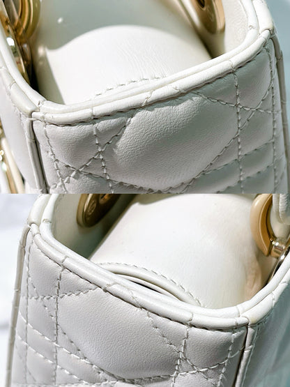 DIOR SMALL LADY DIOR, White/Gold
