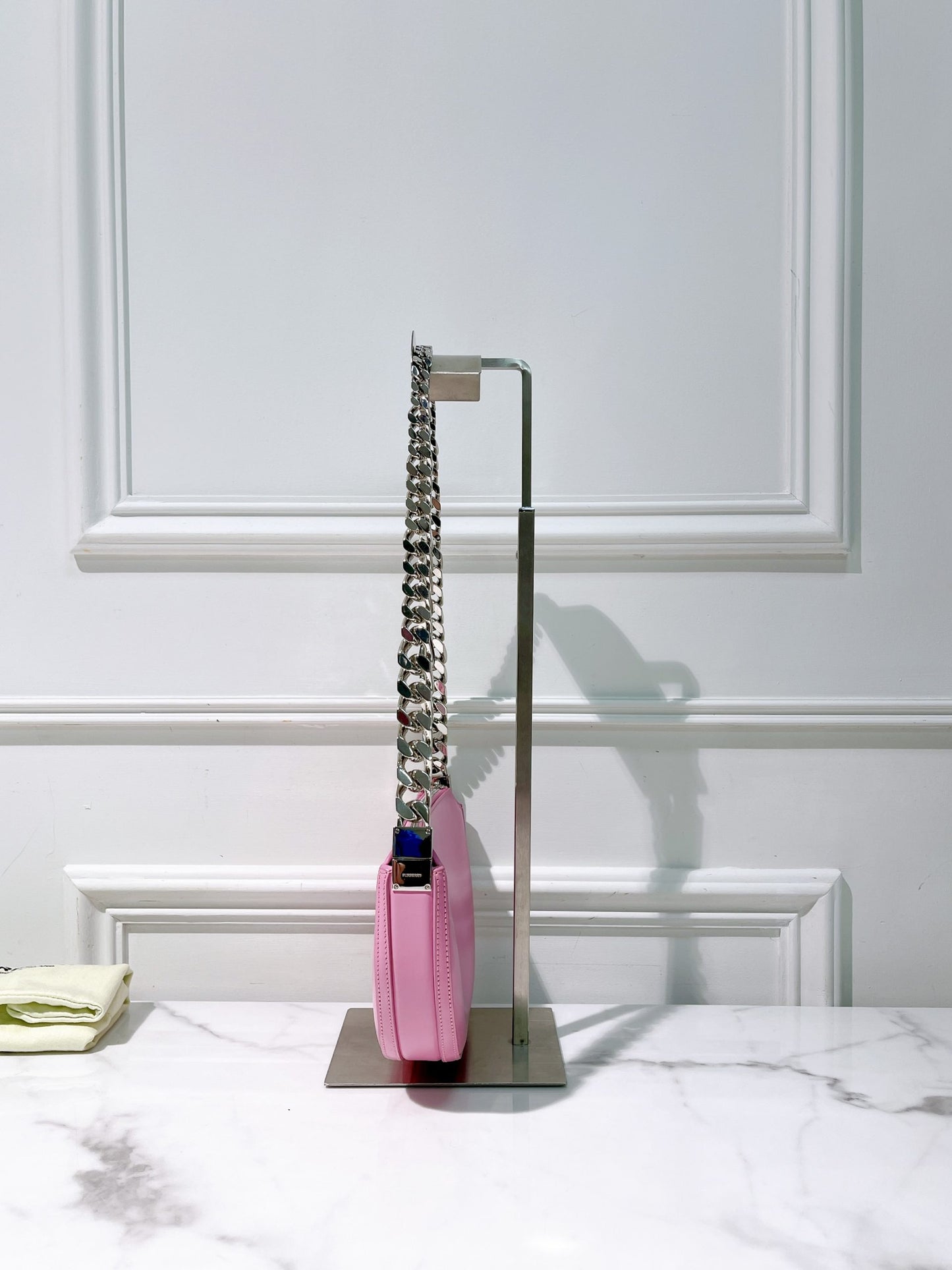 BURBERRY OLYMPIA SHOULDER BAG, Pink/Silver