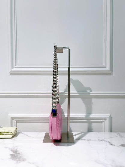 BURBERRY OLYMPIA SHOULDER BAG, Pink/Silver