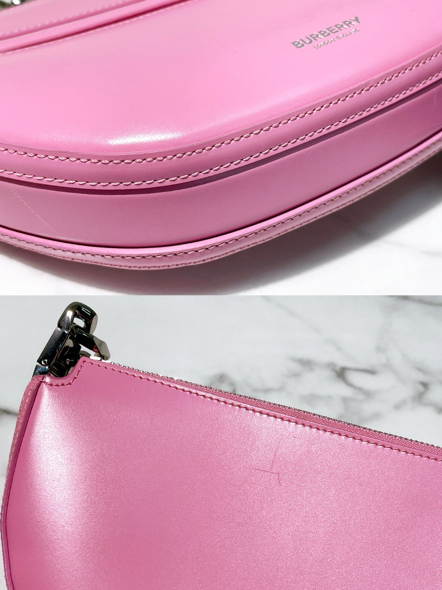 BURBERRY OLYMPIA SHOULDER BAG, Pink/Silver