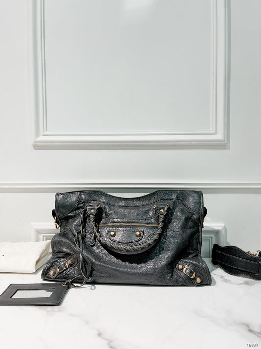 BALENCIAGA LE CITY BAG MEDIUM, Black/Gold