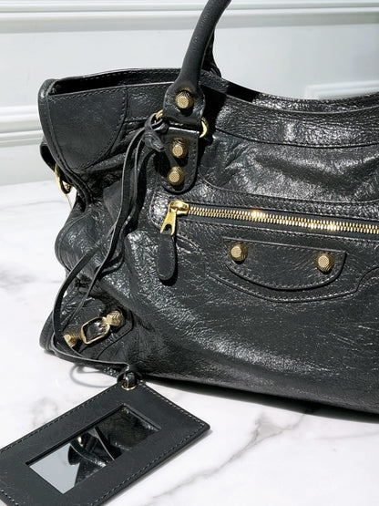 BALENCIAGA LE CITY BAG MEDIUM, Black/Gold