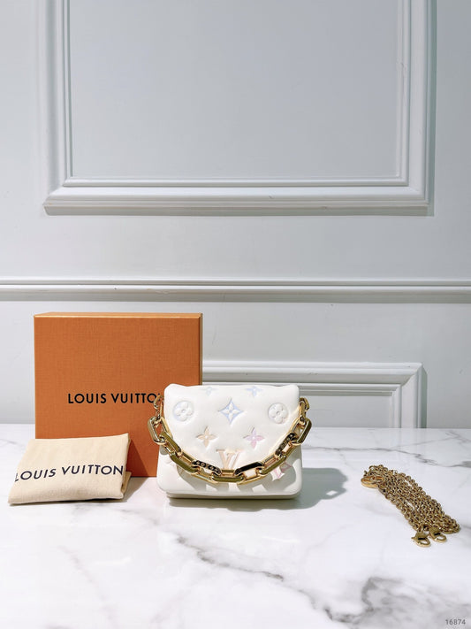 LV MINI COUSSIN, White/Gold