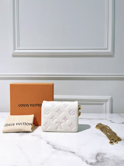 LV MINI COUSSIN, White/Gold