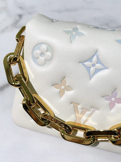 LV MINI COUSSIN, White/Gold