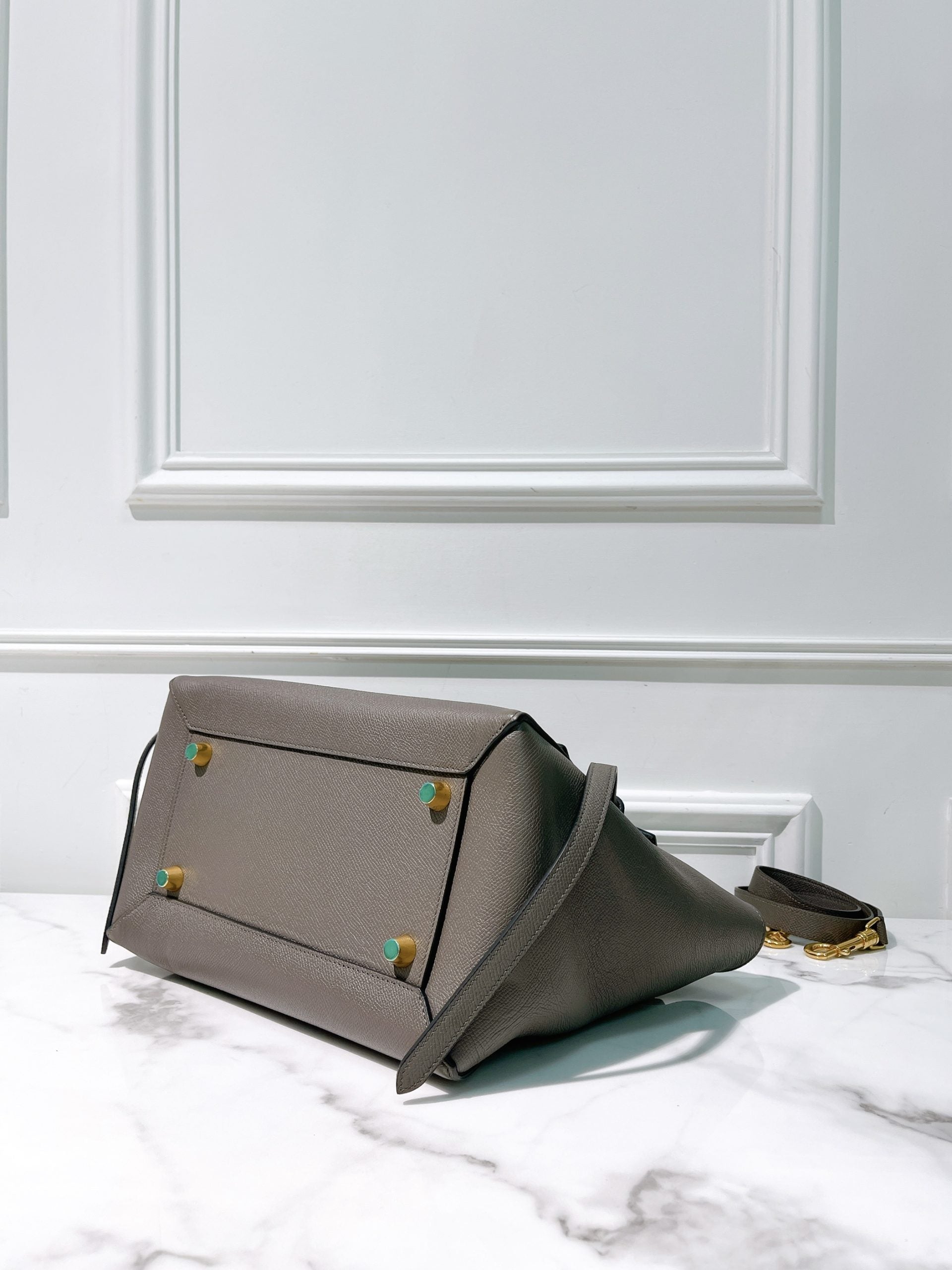 CELINE MINI BELT BAG, Grey/Gold