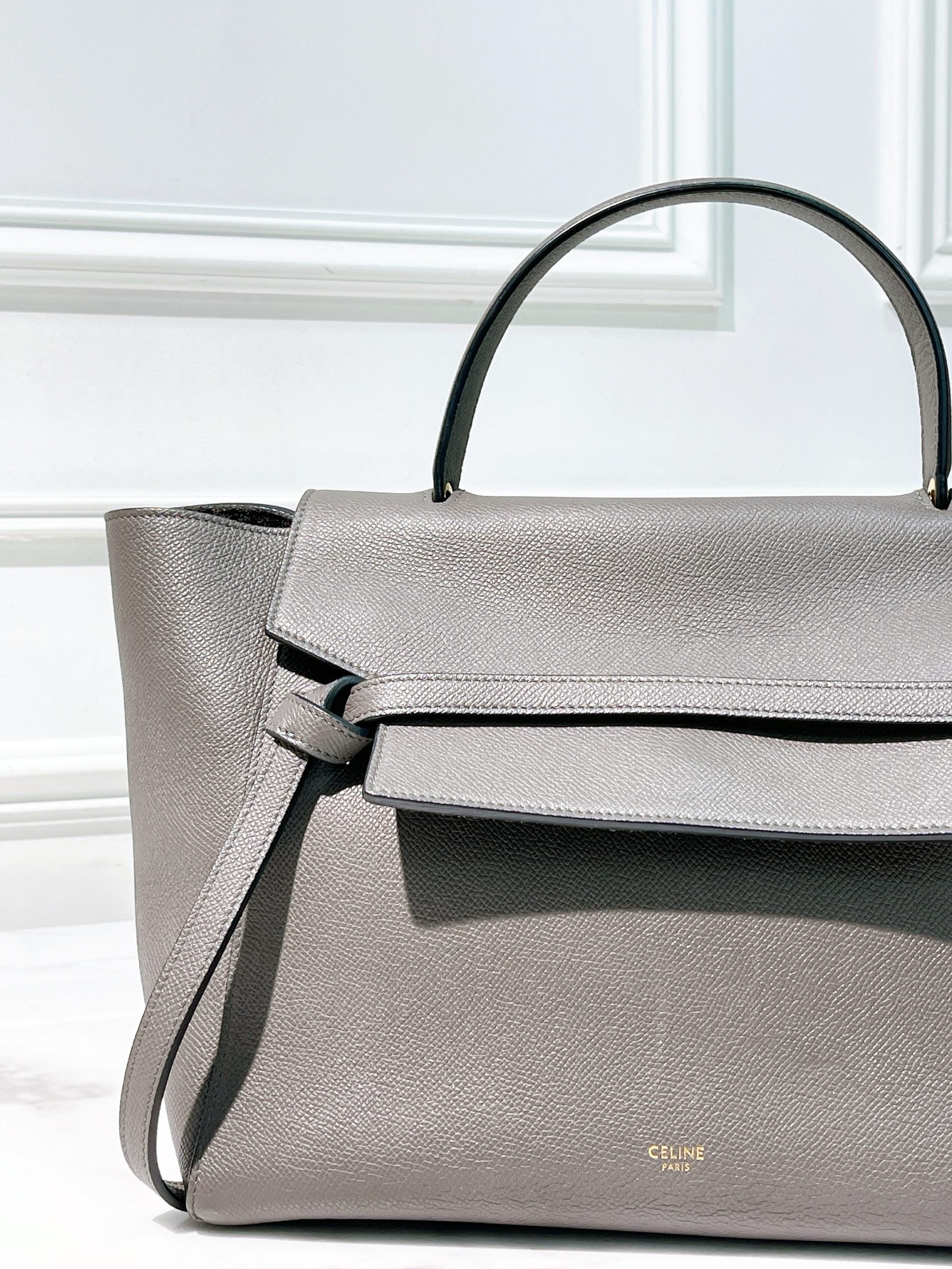 CELINE MINI BELT BAG, Grey/Gold