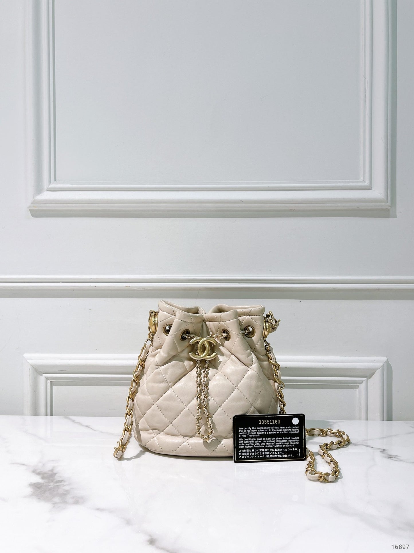 CHANEL BUCKET BAG, Beige/Gold