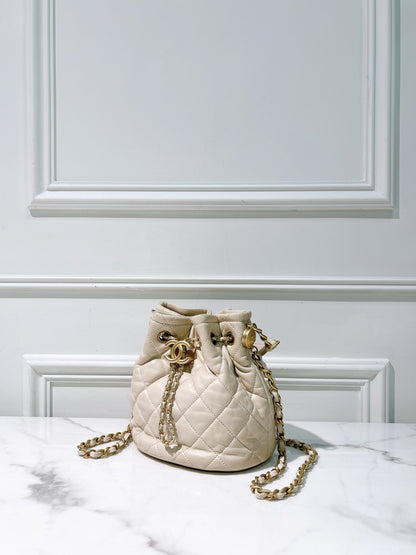 CHANEL BUCKET BAG, Beige/Gold