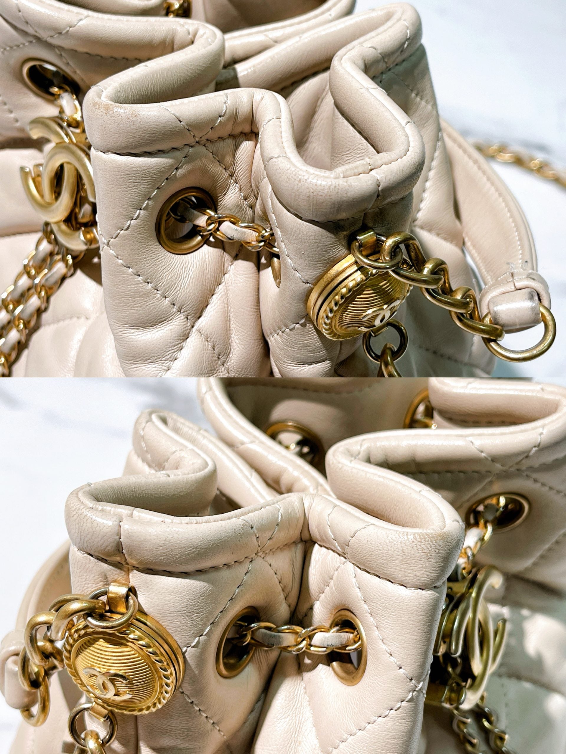 CHANEL BUCKET BAG, Beige/Gold