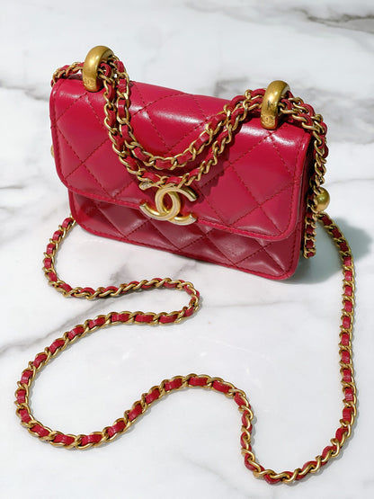 CHANEL MINI WOC, Pink/Gold