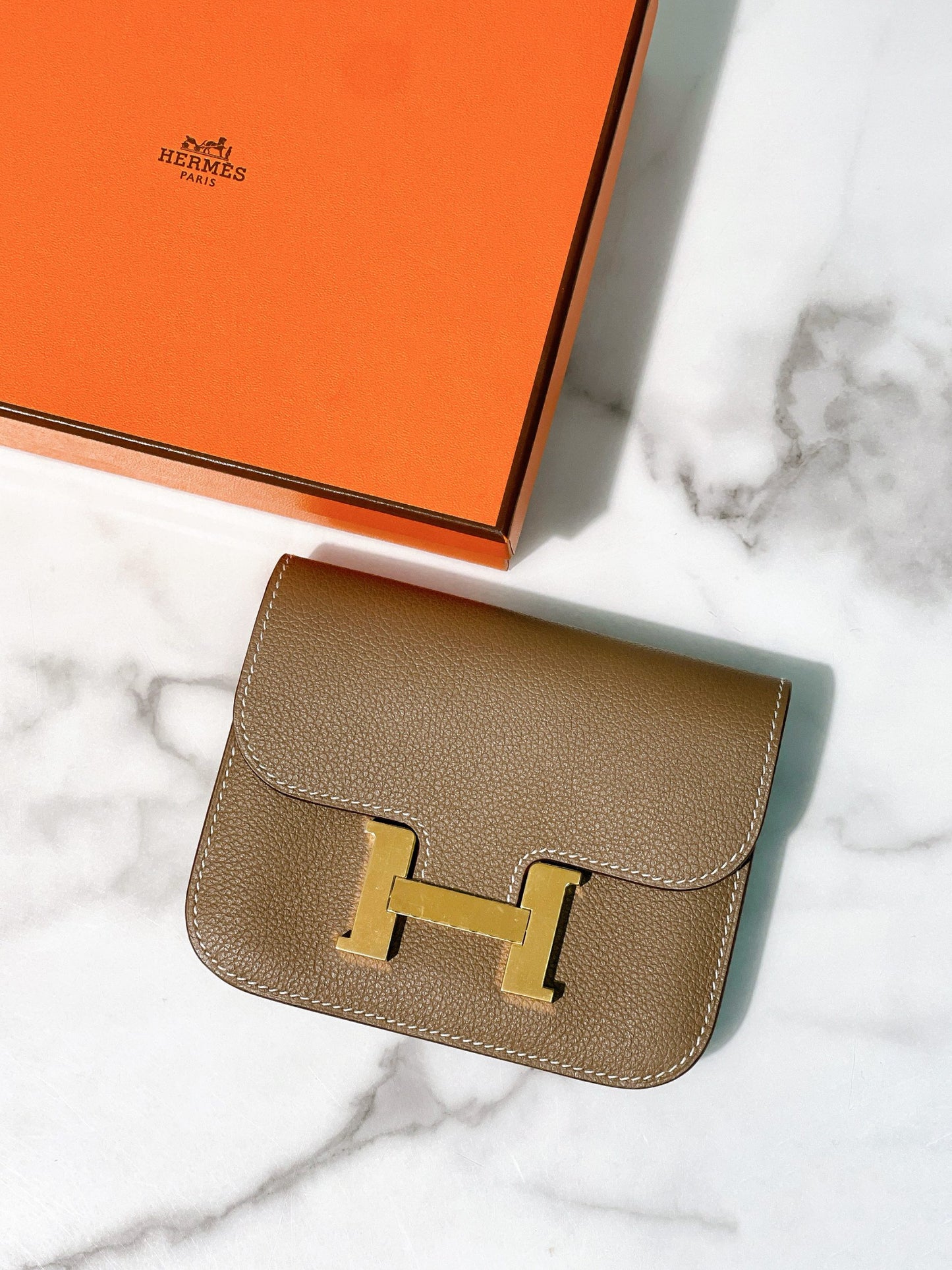 HERMES CONSTANCE SLIM, Etoupe/Gold