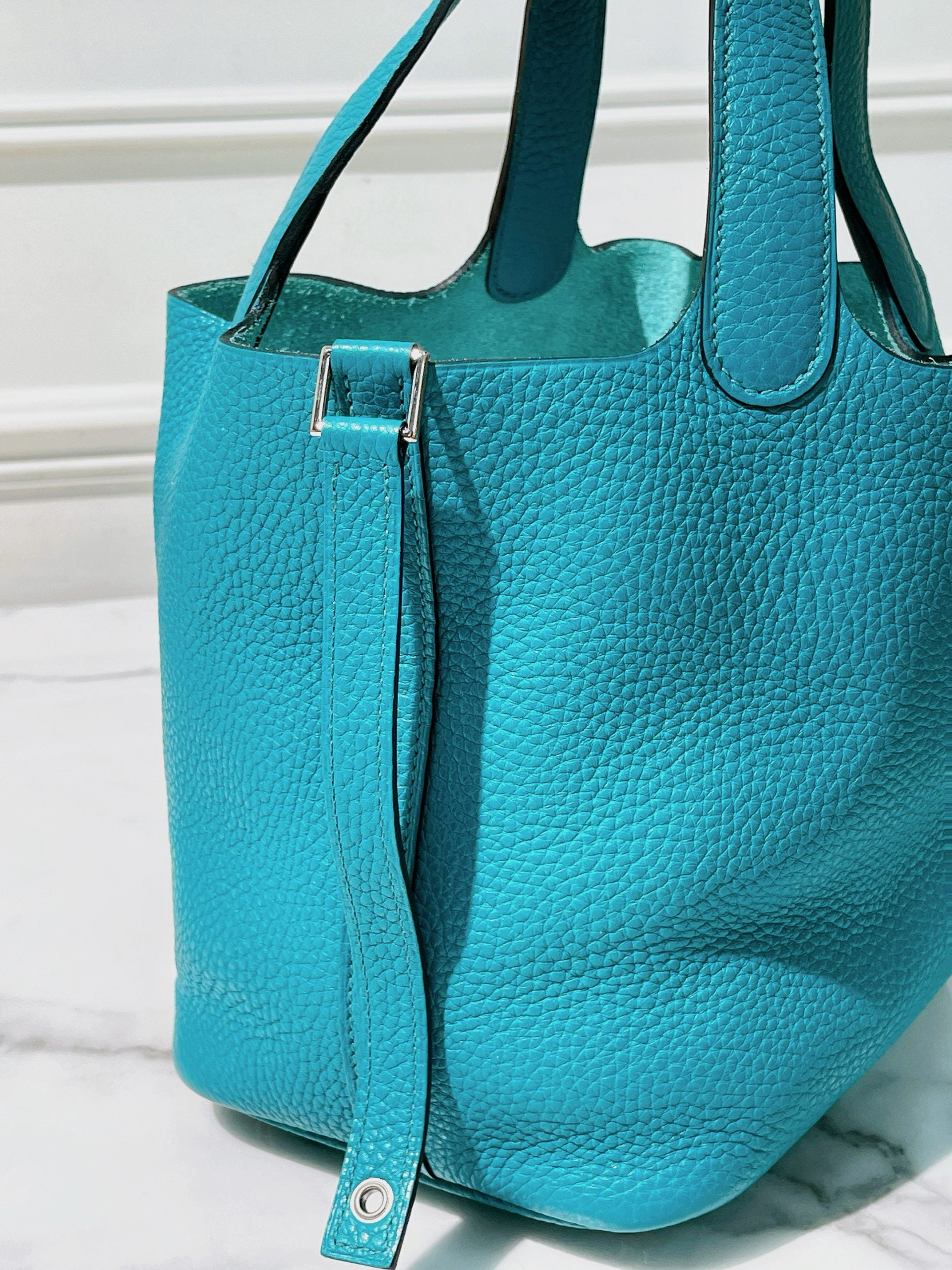 HERMES PICOTIN 18, Bleu Paon/Silver