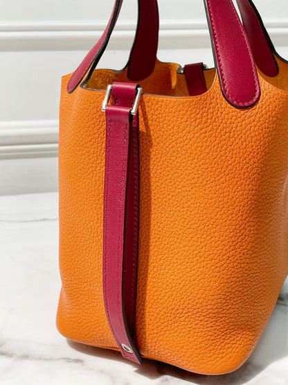 HERMES PICOTIN 18, Feu/Rouge H/Silver