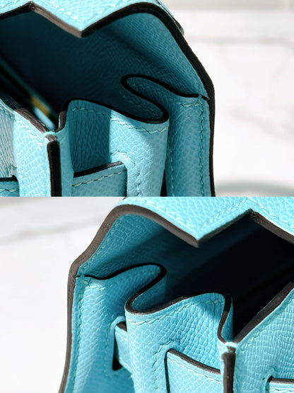 HERMES KELLY 28, Bleu Atoll/Silver