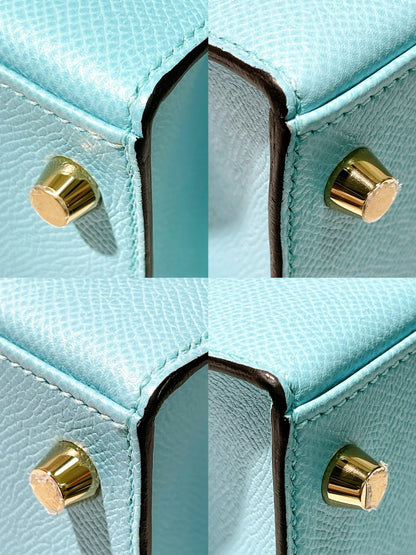 HERMES KELLY 28, Bleu Atoll/Silver