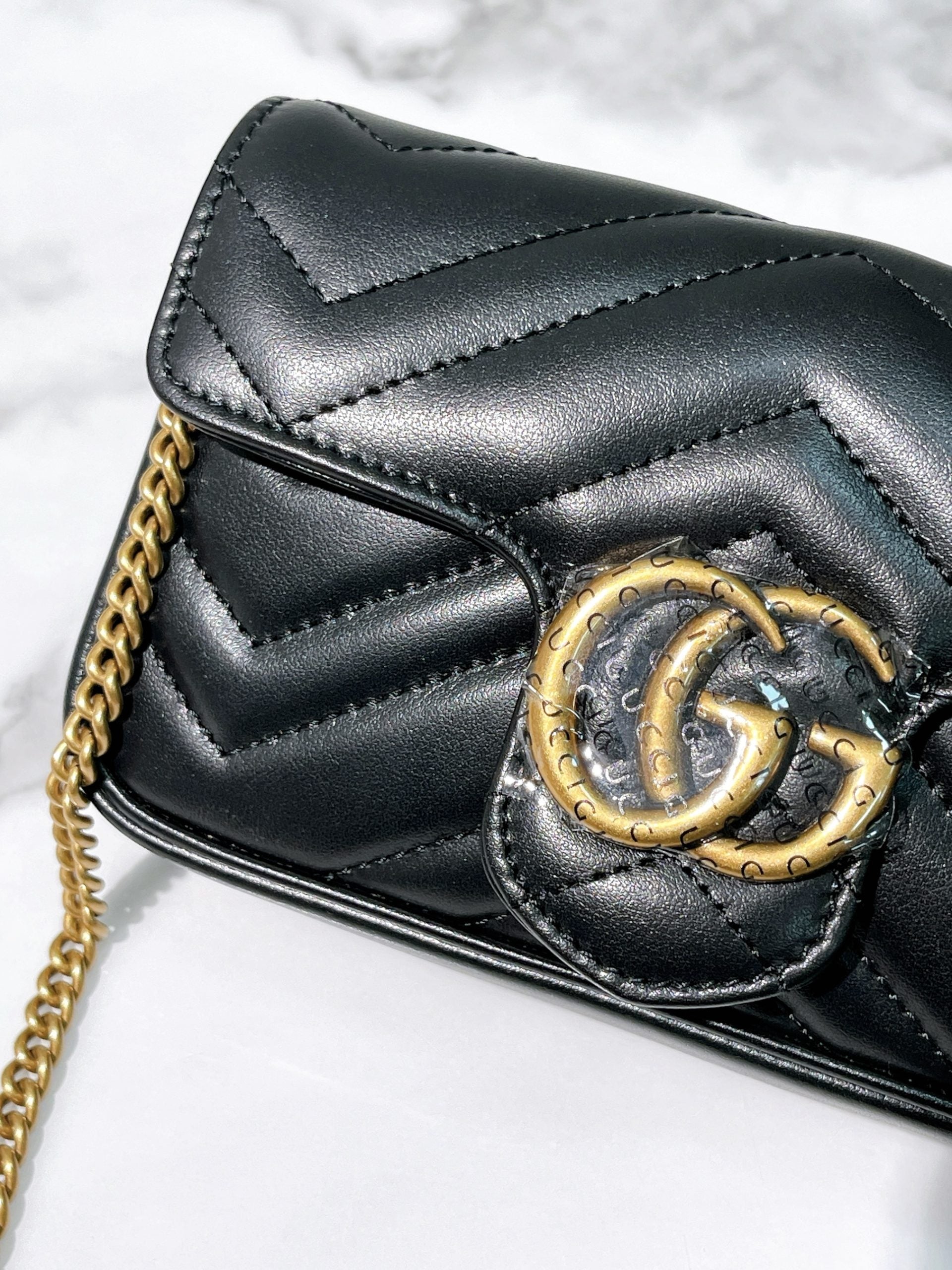 GUCCI SUPERMINI MARMONT, Black/Gold