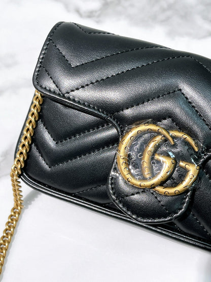 GUCCI SUPERMINI MARMONT, Black/Gold