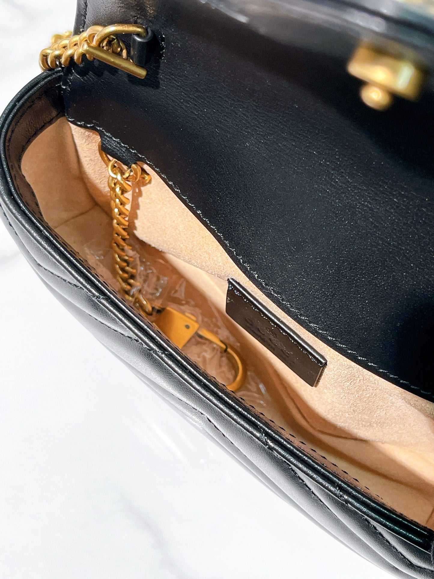 GUCCI SUPERMINI MARMONT, Black/Gold