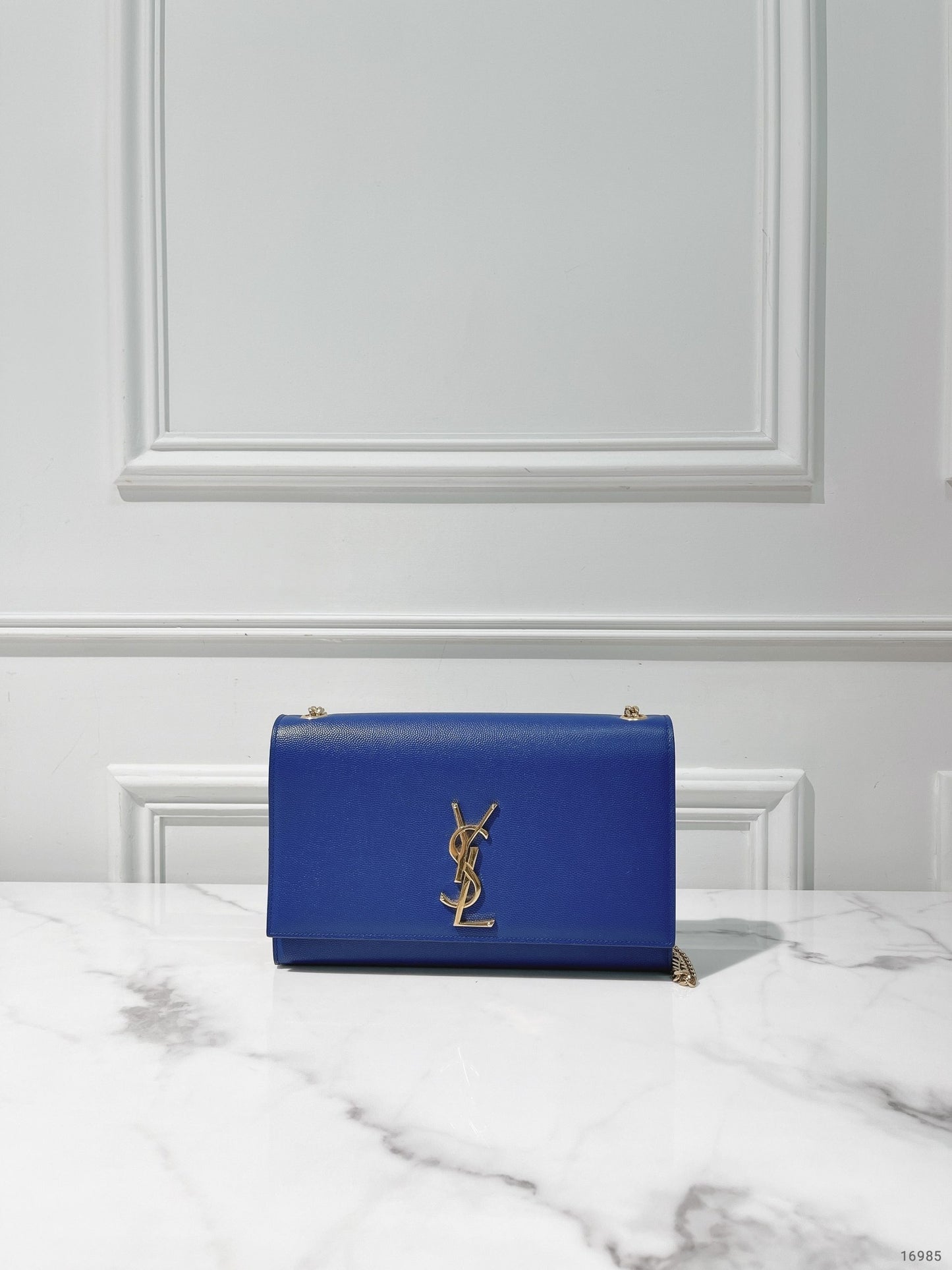 YSL ENVELOPE BAG, Blue/Gold