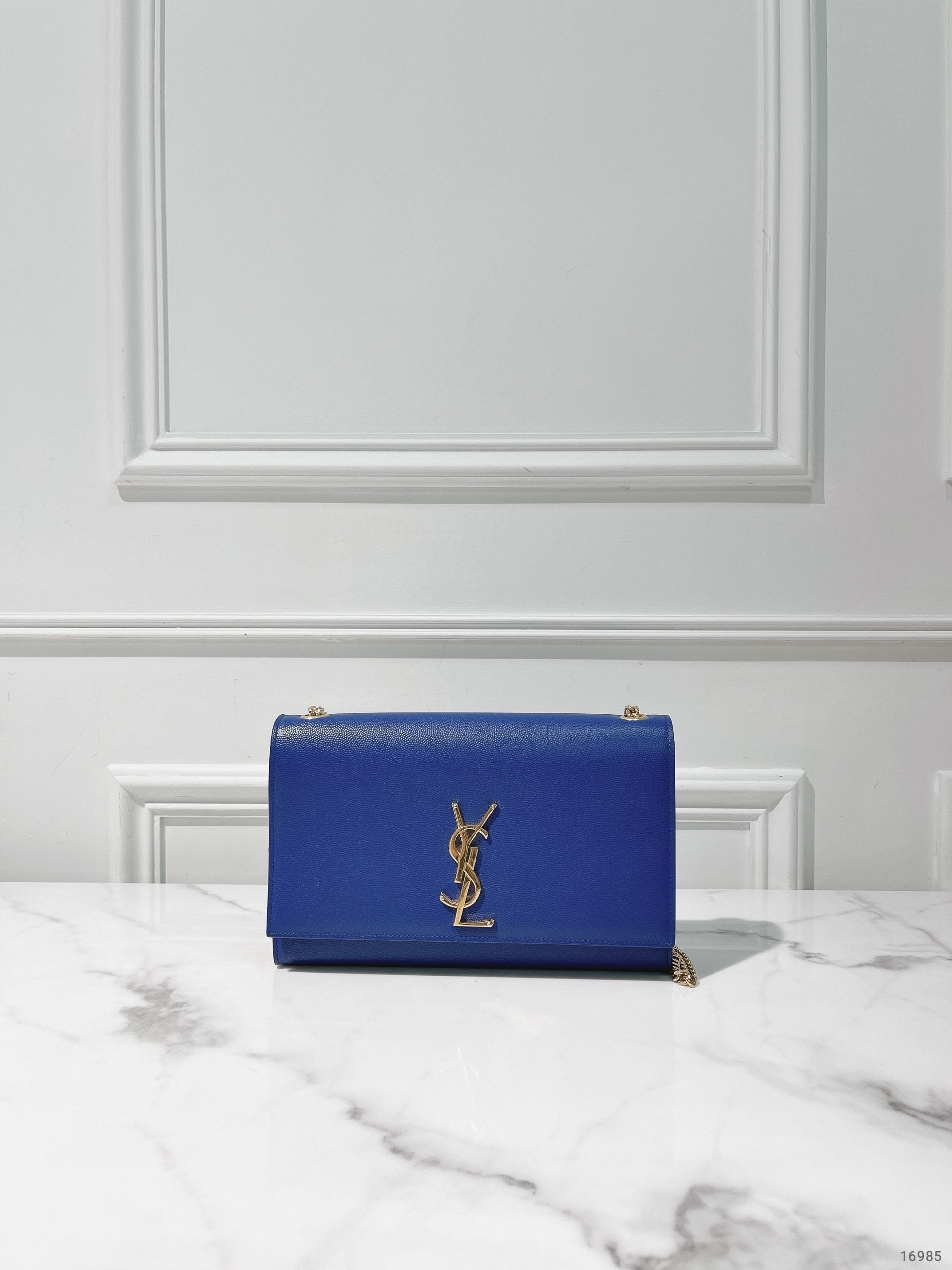 YSL ENVELOPE BAG, Blue/Gold
