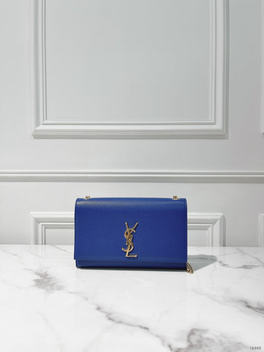 YSL ENVELOPE BAG, Blue/Gold