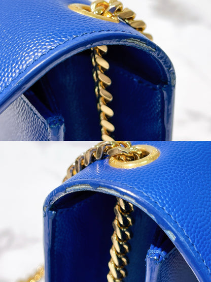 YSL ENVELOPE BAG, Blue/Gold